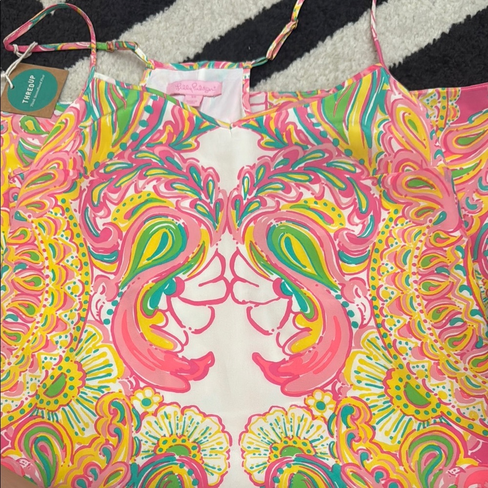 Lilly Pulitzer Pink and Green Floral Summer Dress